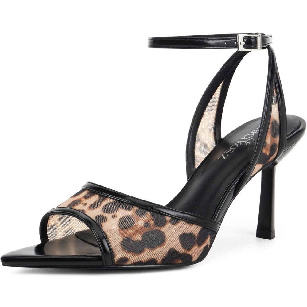 Leopard Print Ankle Strap Heels